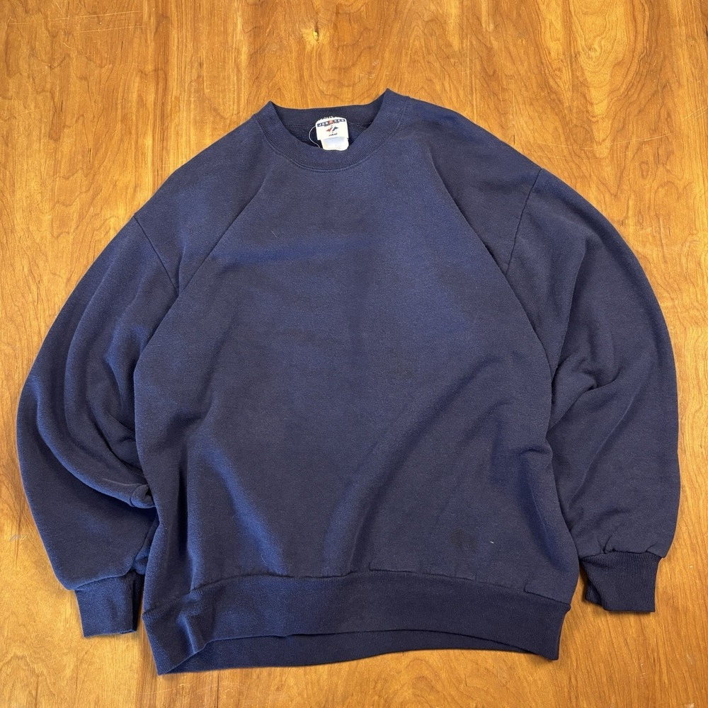 Jerzees NuBlend Crewneck Sweatshirt Navy Blue Pullover Men's XL Y2K Gym Workout